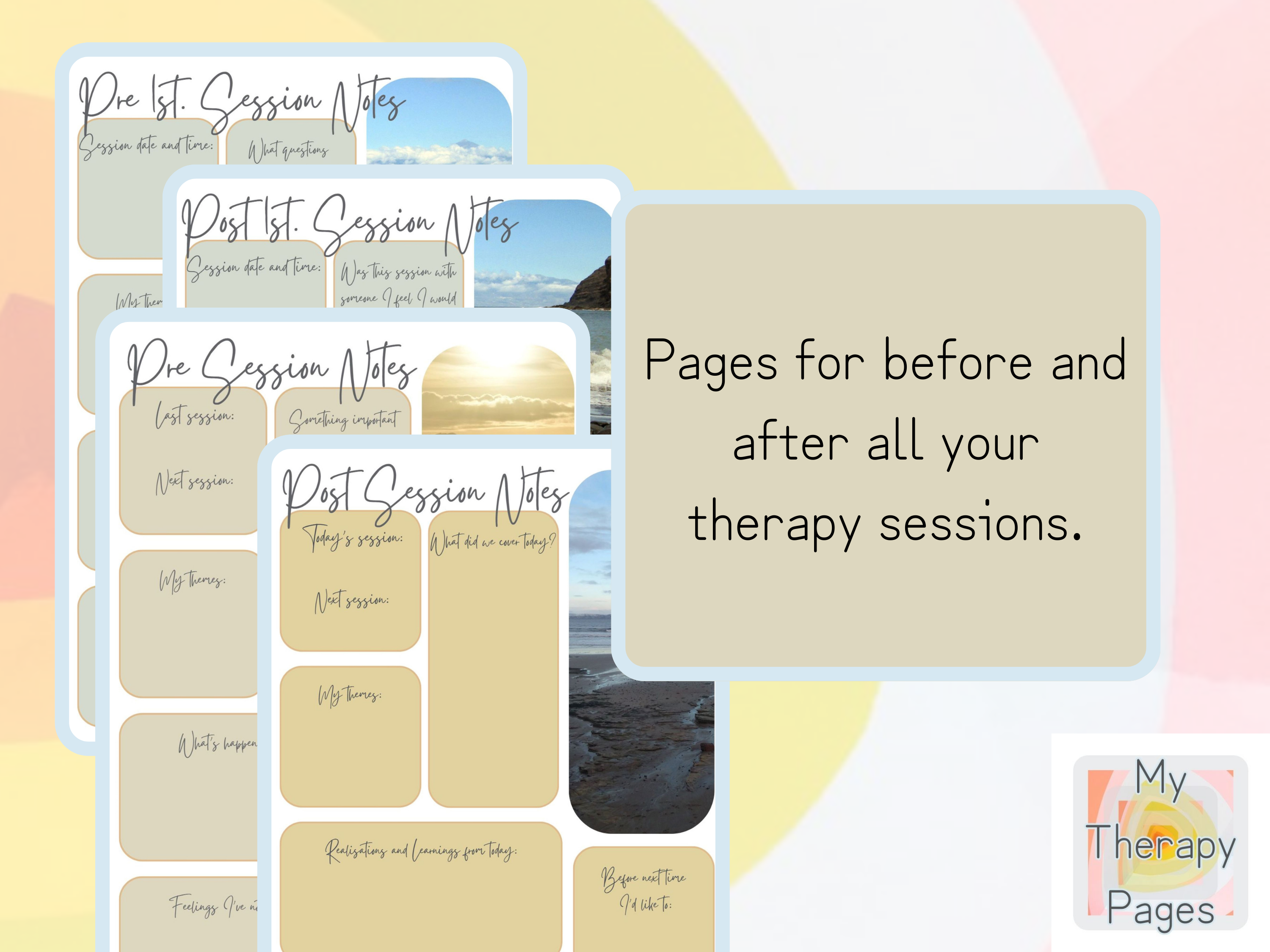 Before and After your therapy sessions, printable pages