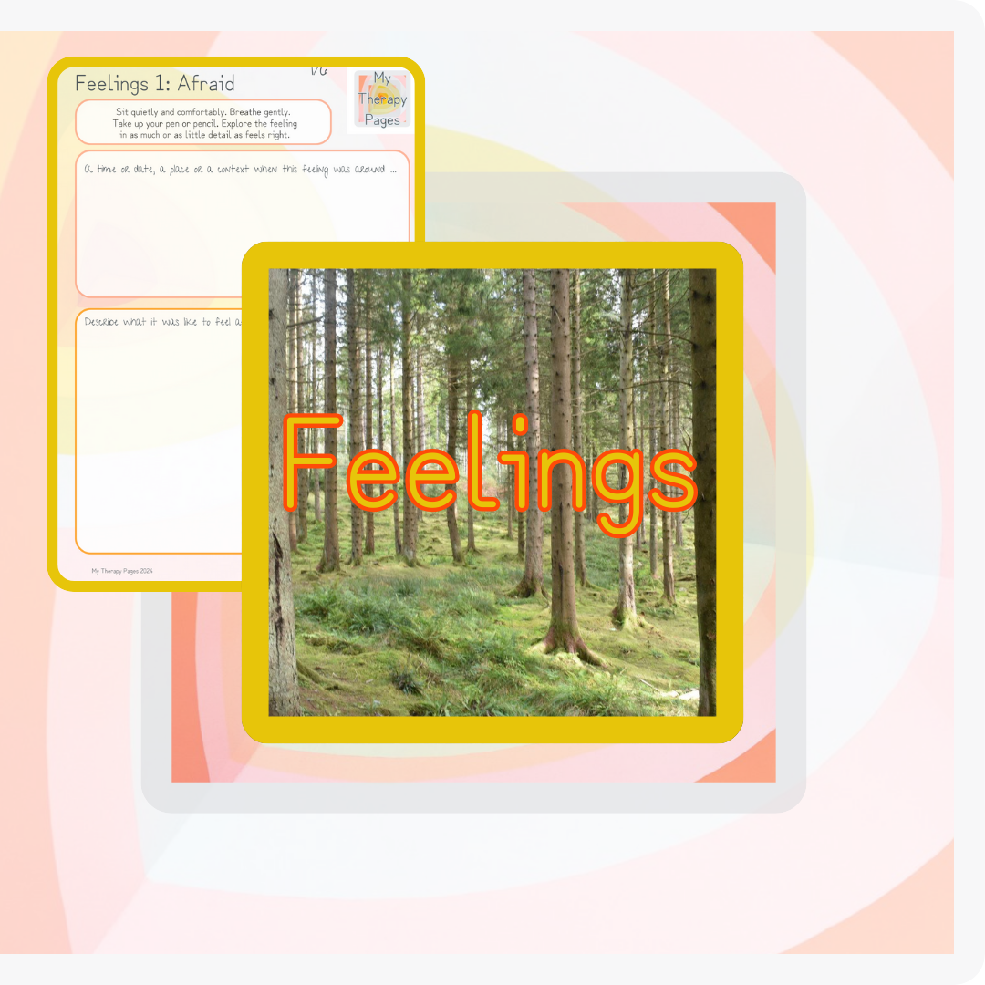 feelings written acros a picture of a forest